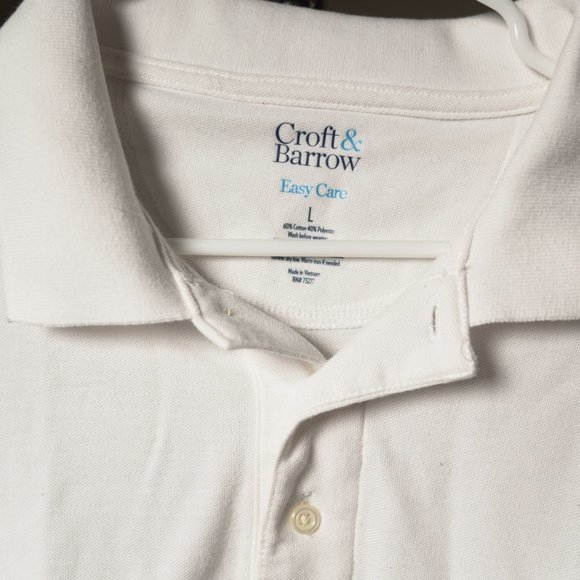 Croft & Barrow White Short Sleeve Polo - LARGE - Picture 2 of 3